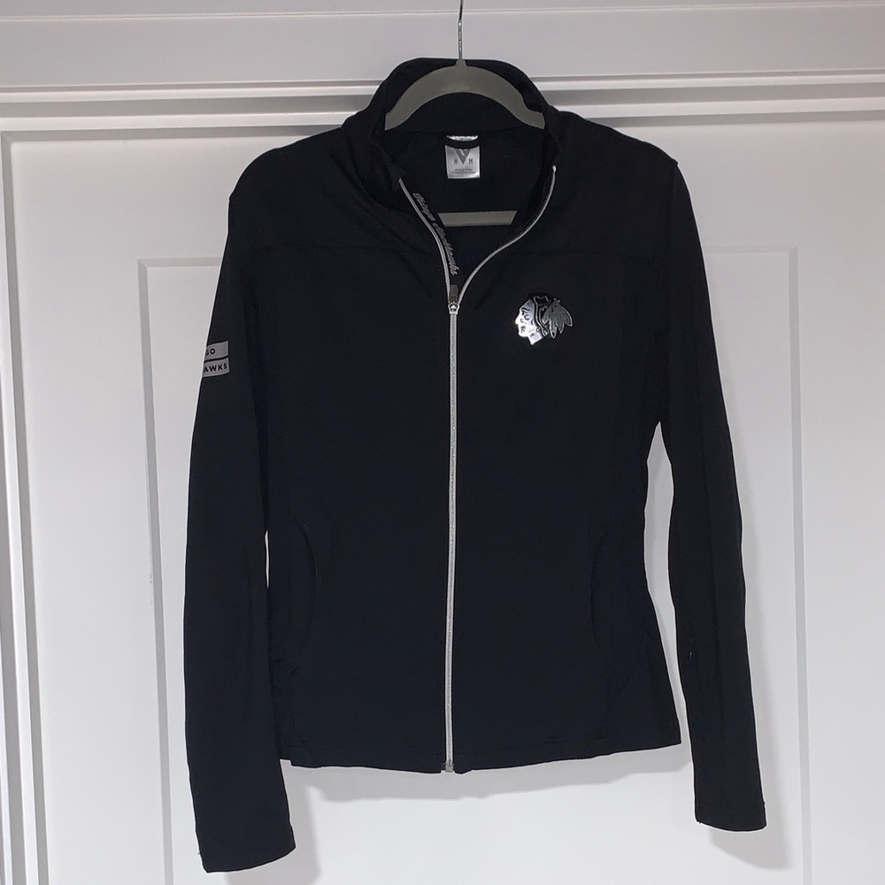 Blackhawks Women's Ventilated Zip-Up Jacket with Collar Detail- Size M